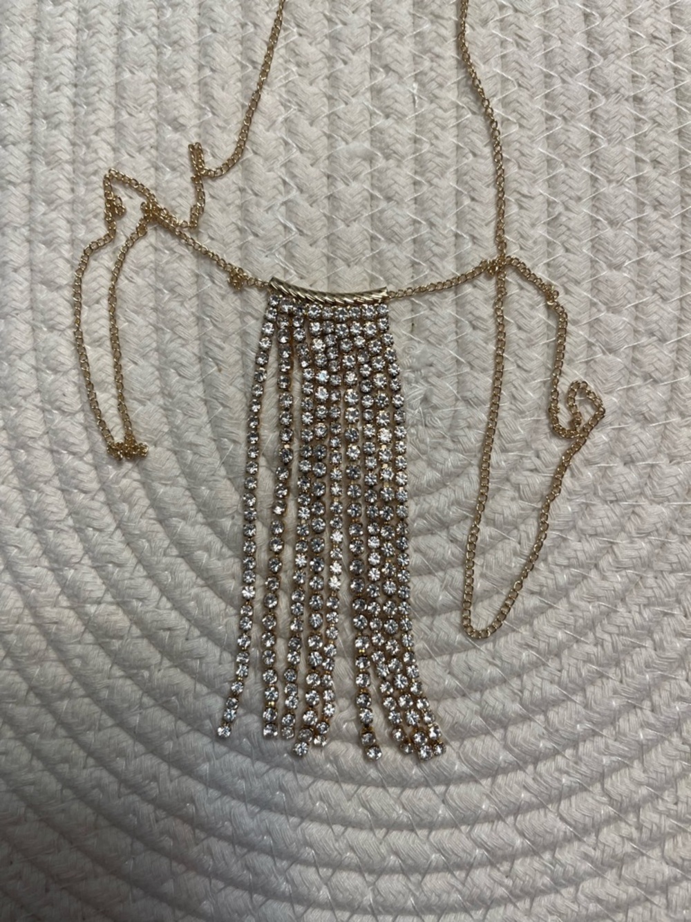 paparazzi Gold and Clear Crystal Tassel Necklace